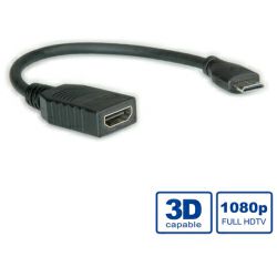 Roline VALUE HDMI High Speed kabel sa mrežom, TIP A (F) - TIP C (M) (mini), 0.15m