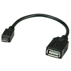 Roline VALUE USB2.0 kabel TIP A(F) na Micro B(M), 0.15m