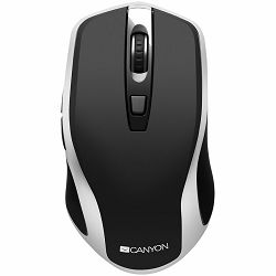 2.4GHz Wireless Rechargeable Mouse with Pixart sensor, 6keys, Silent switch for right/left keys,DPI: 800/1200/1600, Max. usage 50 hours for one time full charged, 300mAh Li-poly battery, Black -Silver