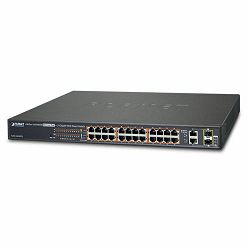 Planet 26-Port (24x 100Mbps 802.3at PoE RJ45 2x 1G TP SFP Combo) Web Smart Switch 420W