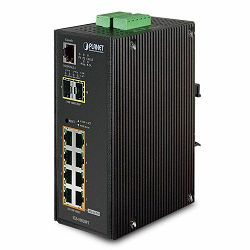 Planet Industrial 10-Port (8x 1GbE RJ45 15W Port POE (130w) 2x 100 1000 SFP Slots) L2 Managed Switch (-40 to 75 C)