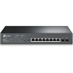 "JetStream 10-Port Gigabit Smart Switch with 8-Port PoE+, 8× Gigabit PoE+ Ports, 2× Gigabit SFP Slots, 802.3at/af, 150 W PoE Power, 1U 13-inch Rack-mountable Steel CaseIntegration with Omada SDN Contr