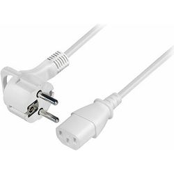 Transmedia Schuko plug flat to C13 jack 2,5m, White