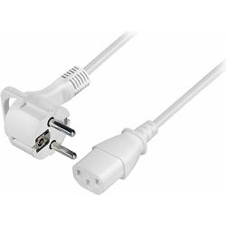 Transmedia Schuko plug flat to C13 jack 1,5m, White