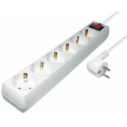 Transmedia 6-way power strip, White, 1,4m