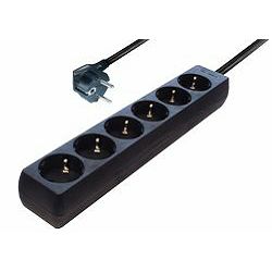 Transmedia 6-way Schuko Outlet power strip. Black