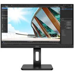 AOC Monitor LED U27P2 Business 27", 16:9, 3840x2160, IPS, 60Hz, 350 cd/m², 1000:1, 50M:1, 4ms, 178/178°, DP, 2xHDMI, DP, 4 x USB 3.2, Speakers, Tilt, Swivel, H. Adjust, VESA, Frameless) Black, 3y