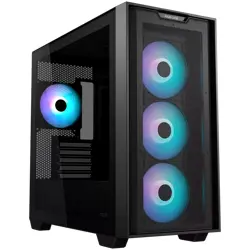 ASUS A21 PLUS Tempered Glass microATX case Black, support for hidden-connector motherboards, 360 mm radiators and 380 mm graphics cards, four pre-installed ARGB fans and clean cable management
