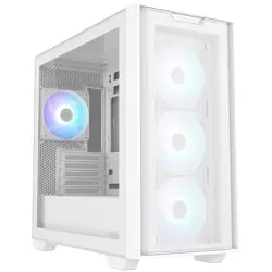 ASUS A21 PLUS Tempered Glass microATX case White, support for hidden-connector motherboards, 360 mm radiators and 380 mm graphics cards, four pre-installed ARGB fans and clean cable management