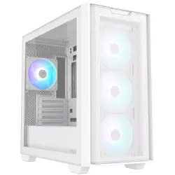 ASUS A21 PLUS Tempered Glass microATX case White, support for hidden-connector motherboards, 360 mm radiators and 380 mm graphics cards, four pre-installed ARGB fans and clean cable management