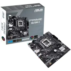 ASUS PRIME H610M-E-CSM LGA1700 mATX MB - Intel H610 2xDIMM DDR5 2xM.2 4xSATA PCIe 4.0 1Gb Ethernet 1xD-SUB 1xDisplayPort 1xHDMI COM header Aura Sync