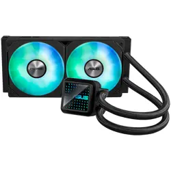 ASUS Prime LC 240 ARGB all-in-one CPU liquid cooler with specially designed CPU contact area and finned channels, water block with infinity mirror lens options, pre-installed ARGB fans and Aura lighti