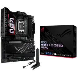 ASUS ROG MAXIMUS Z890 HERO LGA1851 ATX gaming MB - Intel Z890 4xDIMM DDR5 6xM.2 1xSlimSAS 4xSATA PCIe 5.0 5Gb + 2.5Gb Ethernet WiFi 7 + Bluetooth 1xHDMI 2xIntel Thunderbolt 4 ports (USB Type-C) with A