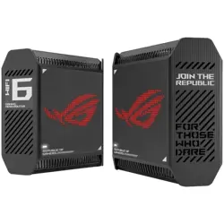 ASUS ROG Rapture GT6 Black (2-pack) AX10000 Tri-Band WiFi 6 (802.11ax) Gaming Mesh System, 2.5G WAN port, LAN Aggregation, UNII-4 spectrum, ASUS RangeBoost Plus, Triple-level game acceleration, free n