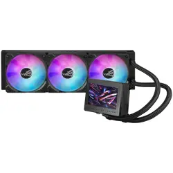 ASUS ROG Ryujin III 360 ARGB Extreme all-in-one liquid CPU cooler with Asetek Emma Gen8 V2 pump, thickened magnetic ROG ARGB fans for high airflow and static pressure with noise optimization, 3.5" LCD