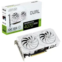 ASUS Video Card NVidia Dual GeForce RTX 4070 SUPER EVO White OC Edition 12GB GDDR6X (DUAL-RTX4070S-O12G-EVO-WHITE) VGA, PCIe 4.0, 1xHDMI 2.1a, 3xDisplayPort 1.4a