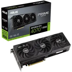 ASUS Video Card NVidia Prime GeForce RTX 4070 Ti SUPER OC Edition 16GB GDDR6X VGA boasts three fans in a sleek aesthetic with Axial-tech fan design for broad PC builds compatibility