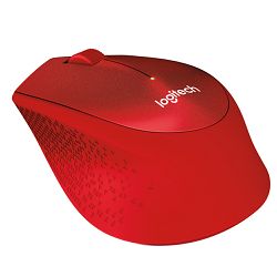 Logitech M330 Silent Plus, optički miš, crveni