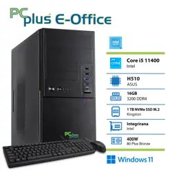 PCPLUS e-Office i5-11400 16GB 1TB NVMe SSD Windows 11 tipkovnica miška namizni računalnik