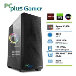 PCPLUS Gamer Ryzen 5 5500 16GB 1TB NVMe SSD RTX 4060 Ti 8GB DDR6 gaming namizni računalnik