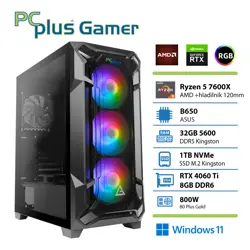 PCPLUS Gamer Ryzen 5 7600X 32GB 1TB NVMe SSD RTX 4060Ti 8GB Windows 11 gaming namizni računalnik