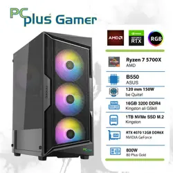 PCPLUS Gamer Ryzen 7 5700X 16GB 1TB NVMe SSD GeForce RTX 4070 12GB RGB gaming namizni računalnik