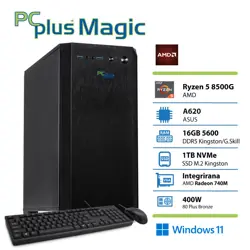 PCPLUS Magic Ryzen 5 8500G 16GB 1TB NVMe SSD Windows 11 Home tipkovnica miška namizni računalnik