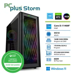 PCPLUS Storm i5-11400 16GB 1TB NVMe SSD GeForce RTX 4060 DDR6 8GB RGB Windows 11 gaming namizni računalnik + Xbox game pass