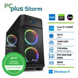 PCPLUS Storm i5-12400F 16GB 1TB NVMe SSD GeForce RTX 4060 DDR6 8GB Windows 11 Home + Xbox GP gaming namizni računalnik