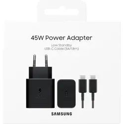 Samsung brzi kućni punjač 45W+USB Type-C kabe,crni