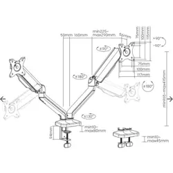 SBOX nosač s oprugom,2 monitora,17"-32",do 2x9kg